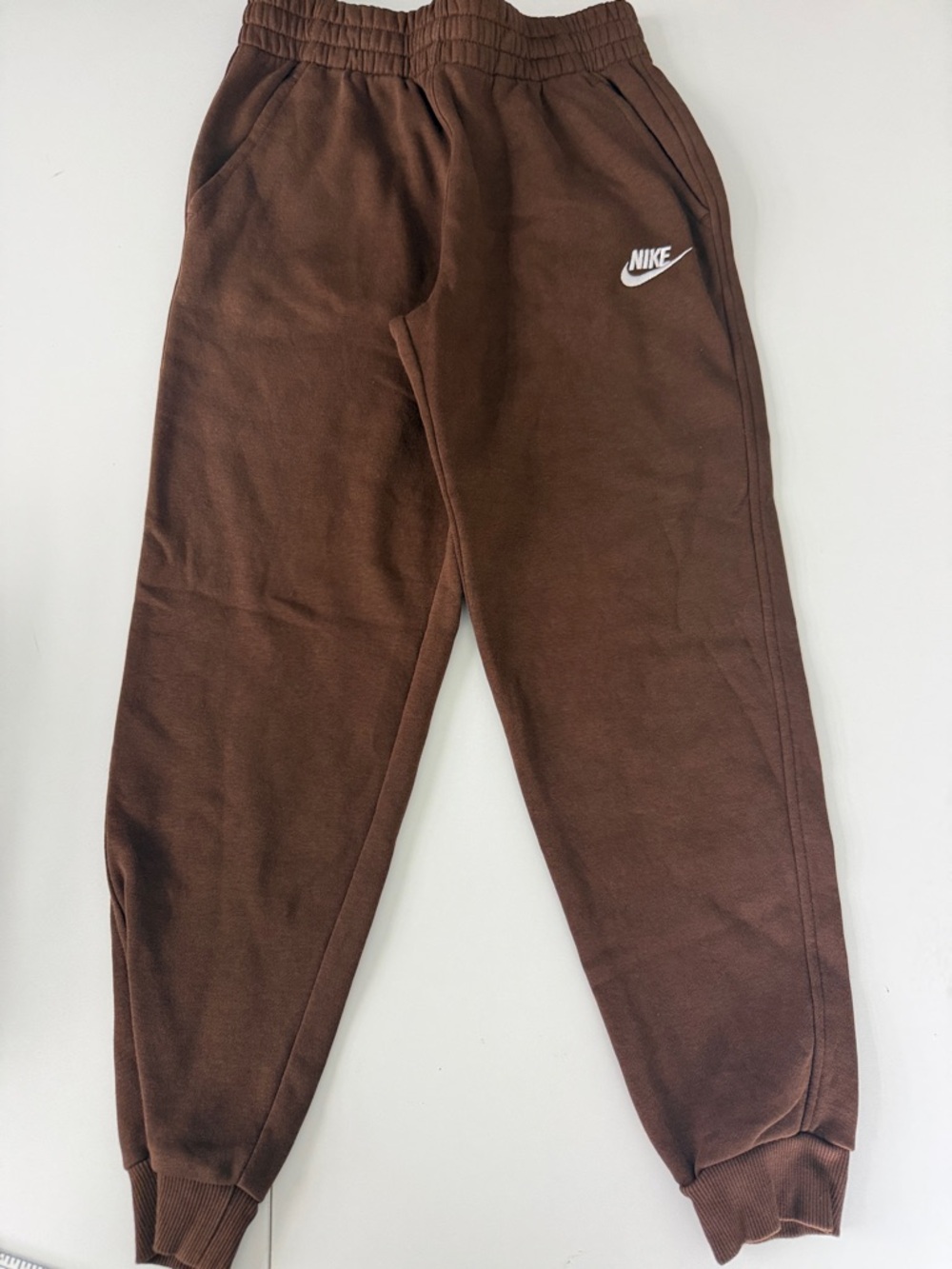 Nike Kids Brown Joggers with White Swoosh